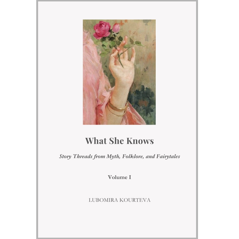 Book cover of an essay collection, with art showing a gentle woman's hand holding a rose.