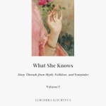 Book cover of an essay collection, with art showing a gentle woman's hand holding a rose.
